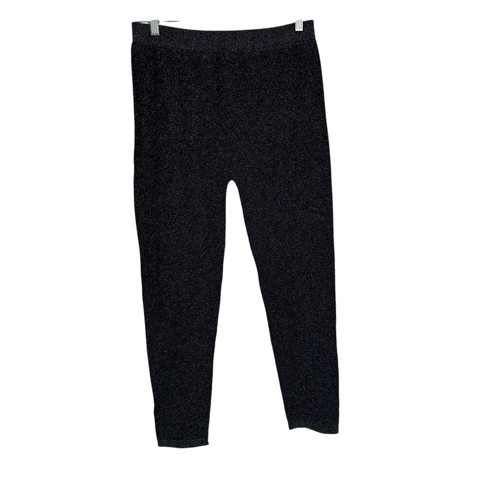 New Dex Black Sparkle Metallic Pull On Knit Leggings Sz Large